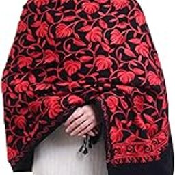 Pashmina Stole for women, leaf ARI embroidery, all weather, large, warm, very soft pashmina feel stole/scarf.-image-1