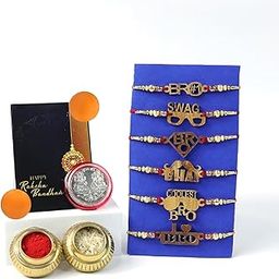 Oblivion Fridge Magnet with Rakhi Set for Brother – Elegant Design with Beads Rakhi (6 Pc) & Colourful Fridge Magnet (2 Pc), Silver Color Pooja Coin and Greeting Card, Raksha Bandhan Celebration Combo-image-81
