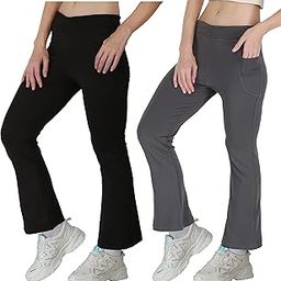 STARLATH Girls Trackpants and Trousers, Bootcut Leggings and Yoga Pants for Kids, 4Way Micro Lycra Strachable Lowers for Daily use Yoga Running Pants Combo (Pack of 2)-image-61
