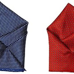 Men’s Satin Pocket Square Set – Navy Blue & Red Micro Dot Handkerchief Combo – Premium Formal Accessories for Suit, Blazer, or Sherwani-image-75