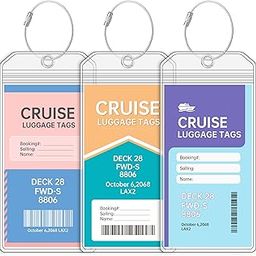 Teskyer Luggage Tags for Cruise Ships, Carnival Cruise Luggage Tag Holder, Cruise Ship Essentials, Clear Luggage Tags for All Cruise Lines, 3 Pack-40