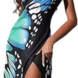 Beach Dress for Women Boho Butterfly Print Beach Wear Lightweight Butterfly Swimsuit Cover Up Spaghetti Strap Wrap Beach Outfits-picture-41
