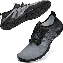 Water Shoes Men Quick Dry Gradient Colors Barefoot Aqua Socks Athletic Sports Swim Surf Beach Sneakers, Hd131m-grey/Black, 9.5-image-62