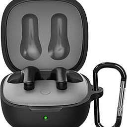 Sounce Earphone Case Cover Compatible for Boult K10, Soft Silicone Skin Case Cover Shock-Absorbing Protective Case with Keychain [Front LED Visible] - Black-image-74