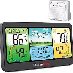 ThermoPro TP280 1000FT Home Weather Stations Wireless Indoor Outdoor Thermometer, Indoor Outdoor Weather Stations with Swiss-Made Sensor, Inside Outside Weather Thermometer Barometer with Forecast-30