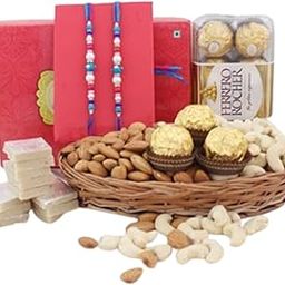 80 Rose Garden Rakhi Gifts | Kaju Katli Mithai 800g | 01 Chocolate Box | Assorted Almonds and Cashew Nuts 1Kg | 02 Beads Rakhi | Nextday Delivery-image-11