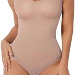 Women's Full Body Shapewear – Tummy Control Bodysuit with Adjustable Thin Straps, Stretchable Tummy Tucker Shaper for Under Dress Wear-image-3
