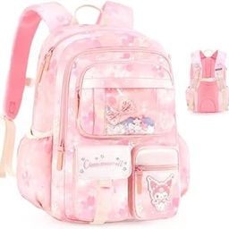 Kuromi Backpack for School Girls Sanrio Kuromi School Backpack Multi Layer Large Book Bag Burden Relief Travel Backpack School Backpack-image-28