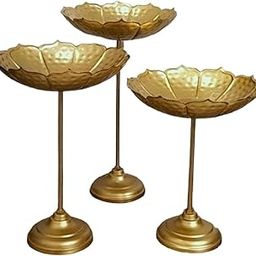 Khushi Ent Set of 3 Urli Bowl for Home Decor | Handcrafted Urli Stand Set of 3 for Floating Flowers & Tea Light Candles | Diwali Decoration Items, 10 Inch (Taj Set)-17