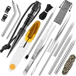 Paracord Tools, 12 Pack Paracord Stitching Paracord FID Set, Knotting Tool Paracord Supplies & Accessories Stainless Steel Lacing Needles Smoothing Tool Knotter with Marlin Spike-image-66