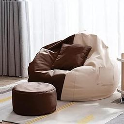 Mansu 4XL Bean Bag Cover with Footrest & Cushion (Without Beans) (Cream Brown)(4XL)-image-15