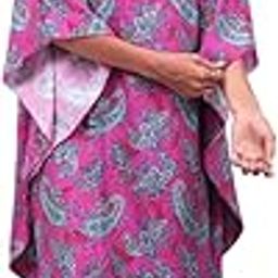 Women's Printed Kaftan – V-Neck, Kimono Sleeves | Ankle Length | Free Size Fits M to 5XL-image-2