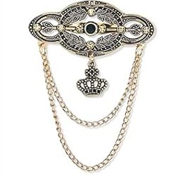 Opulent Crown Golden Colour Brooch For Men-image-4