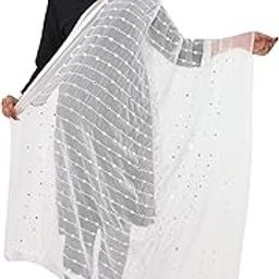 Plastic Mirror Work Embroidered Chiffon Dupatta for Womens & Girls-picture-49