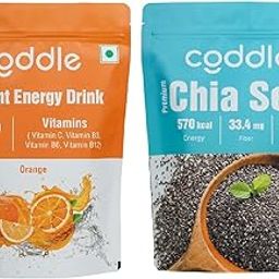 Coddle Orange & Chia Seed Instant Energy Drink Combo – 390 kcal Energy Boost with Vitamins, Fiber & Protein (Combo Pack)-image-20