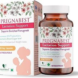 HealthBest Pregnabest Lactation Support for Women – 30 Capsules | Promotes Healthy Breast Milk Production | Natural Breastfeeding Supplement Herbal Formula with Fenugreek-image-46