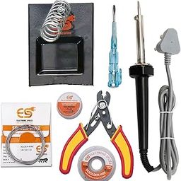 Electronic Spices (7 in 1) 60watt Soldring Iron Starter Kit + Paste + Desolder Wire + Soldring Stand + Solder wire + cutter + Tester For electronic projects-12