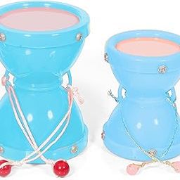 Khuhsi Enterprises Musical Damru Set, 2 Plastic Drums, Small 7x8.2 cm and Medium 8.3x10.2 cm, Learning Toy (Sky Blue)-27
