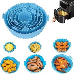 GERIMIC 6 pcs. Reusable Air Fryer Silicone Pot Liners | Non-Stick Heat-Resistant Basket Baking Trays | Airfryer Oven Accessories | Dishwasher Safe | Multicolor | (Pack of 1)-image-36