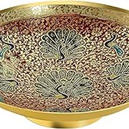 SkyWalker Hand Crafted Metal Brass Fruit Bowl Decorative Bowls Collectible Art Carving Work Home Deco Gifts, 1 Liters-image-56
