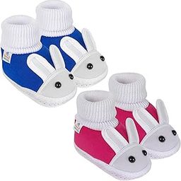 Set Of 2 Pair Unisex Baby Booties for 6 to 12 months (Blue,Pink)-13