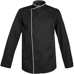 bsf uniforms Men's Full Sleeves XL Black Polycotton Grey Piping Contrast Chef Coat-picture-49