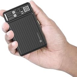 Portronics Luxcell Mini 10K Advanced 10000 mAh Nano Power Bank with 22.5W Max Output, LED Indicator, Mach USB-A Output, Type C PD Output, Type C Input, Wake Up Button(Black)-1