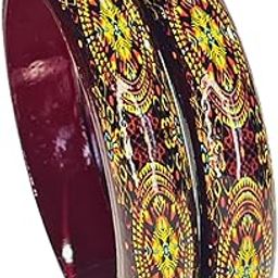 Handmade Multicolor Wooden Bangle set for Women and Girls(2pcs)-image-41