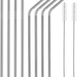 Stainless Steel Straws for Drinking, Pack of 10 (4 Bent, 4 Straight, 2 Cleaning Brushes), Reusable Metal Straws for Kids and Adults, Eco-Friendly and Durable-28