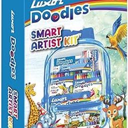 Luxor Doodles Smart Artist Kit for Kids - Drawing Book, Plastic & Wax Crayons, Oil Pastels, Water Colour Pens, Mini Sketch Pens, Pencil Set with Erasers and Scale, Ideal for Aspiring Young Artists-image-24
