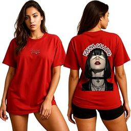 Women's Oversized Printed T-Shirt | 100% Cotton Drop Shoulder Baggy Fit | Aesthetic Graphic Tee for Girls | Trendy Streetwear Loose Fit T-ShirtforWomen-image-70