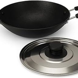 Hichef 22cm Non Stick Aluminium Appachetty for Appam Making | 2.3mm Thick | PFOA Free Coating | Gas Stove Compatible | with Stainless Steel Lid | Even Heat | Healthy Cooking-20