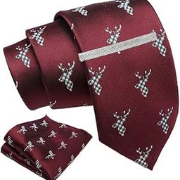Wine Figure Tie For Men – Formal Ties Set With Pocket Square & Tie Pin Clip For Mens, Silk Neckties Gift Sets For Men’s (AXNW64)-picture-34