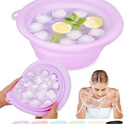 Silicone Ice Bowl for Face, Bowl for Face Ice Bath, Foldable Facebowl with Built-In Icetray, Portable Quick Cooling Facial Washing Basin for Soothe Skin, Wash Basin for Home Use or Travel (Purple)-image-91