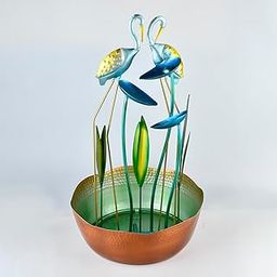 Aqua Water Fountains Cranes in Pond Water Fountain – Handcrafted Metal Bird & Pond Sculpture – Indoor/Outdoor Cascading Water Feature for Home, Garden, Patio Décor-image-93
