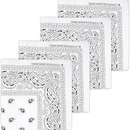 Kuber Industries Handkerchief | Premium Cotton Women's Handkerchief | Rumal Girls | Carry Print Hanky | 4 Piece Set | Extra Large | White-image-31