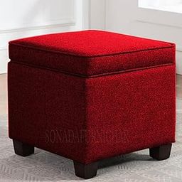 SONADA Furniture Ottoman for Living Room Bedroom Hotel Office Study Livery Puffy Stool (Red)-image-23