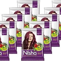 Nisha Natural Henna Powder For Hair Color, Burgundy Red Hair, Herbal Conditioning Hair Dye for Silky & Shiny Soft Hair Colour for Men & Women-picture-49