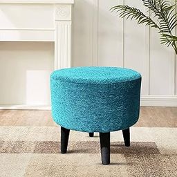 Homeaccex Upholstered Ottoman Stools for Living Room Furniture, 14 inch Height Beige Pouffe Puffy Stools for Sitting, Wood Stool Puffs for Office and Home, Footstools and Decorative Stools-image-80