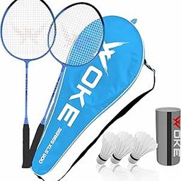 Woke XLS900 Badminton Racket Set Oval Aluminum Head Shape, high Tempered Steel Shape with Free 3 Birdie Feather Shuttlecocks,with String Tension, Suitable for All Ages Youth and Adults-image-72