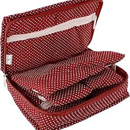 Kuber Industries Dot Printed Portable Jewellery Organizer With 6 Pockets (Maroon)-HS_38_KUBMART21230, Cotton-image-1