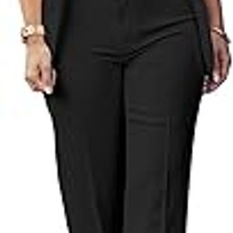 Women's Solid 2 Pieces Office Blazer Set Ruffle Hem Slim Fit Work Jacket High Waist Bodycon Long Pants Suits Plus Size-8