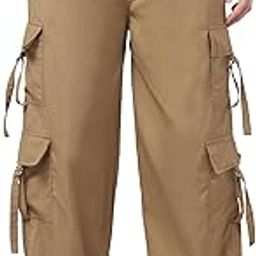 Women's Stylish Baggy Fit Cargo Pants with Side Pockets and Drawstring Hem Casual Streetwear Cargo-picture-10