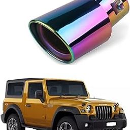 Stylish Car Show Exhaust Tube in Stainless Steel Colour Tube-Silencer Muffler Tip Pipe for Mahindra Thar 2020-19