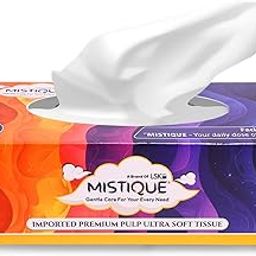 MISTIQUE 2 Ply Facial Tissue Paper - 100 Pulls (200 Sheets) | Car Tissue | Soft and Highly Absorbent Tissue Paper | Sheet Size (17 * 20 cm) (Pack of 1)-3
