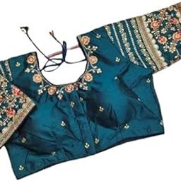 Designer Women Readymade Blouse Alterable from 34 to 38 Material PHONTOM with Embroidery Work ON HANDSSleeve Half SleeveDesign No PARI Blouse Parent-image-29