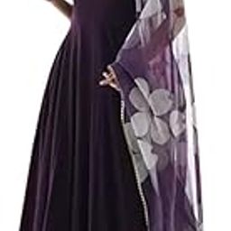 Women's Soild Georgette Regular Fit Sweetheart Neck Sleeveless Gown with Dupatta (D_T_220227_Wine_XX-Large)-picture-10