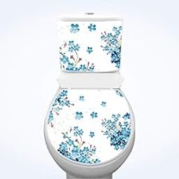 DivineDesigns™ Blue Florals Flowers Toilet Seat Sticker (Size :- 38 X 33 cm)-image-77