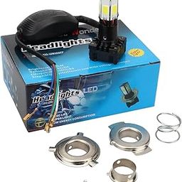 80W Powerful Super Bright LED Headlight Bulb for Bike Scooter LED Light for Bike 6000 Lumens 8000 RPM Fan for Fast Cooling Full Aluminum Body Light 1 Months Warranty, Pack of 2-60