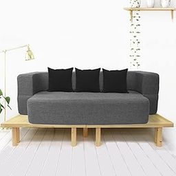 Coirfit 3 Seater Double Sofa Cum Bed with Mattress and 3 Cushions | 72x44x14 Inches | Washable Grey Jute Fabric | Foldable Couch Bed for Living Room Space Saving Comfortable Multipurpose Sofa Bed-image-71